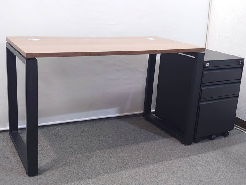 ハーマンミラー POSH デスクセット W1200 平机 ファイルキャビネット 片袖机 ブラウン×ブラック - 画像 (5)