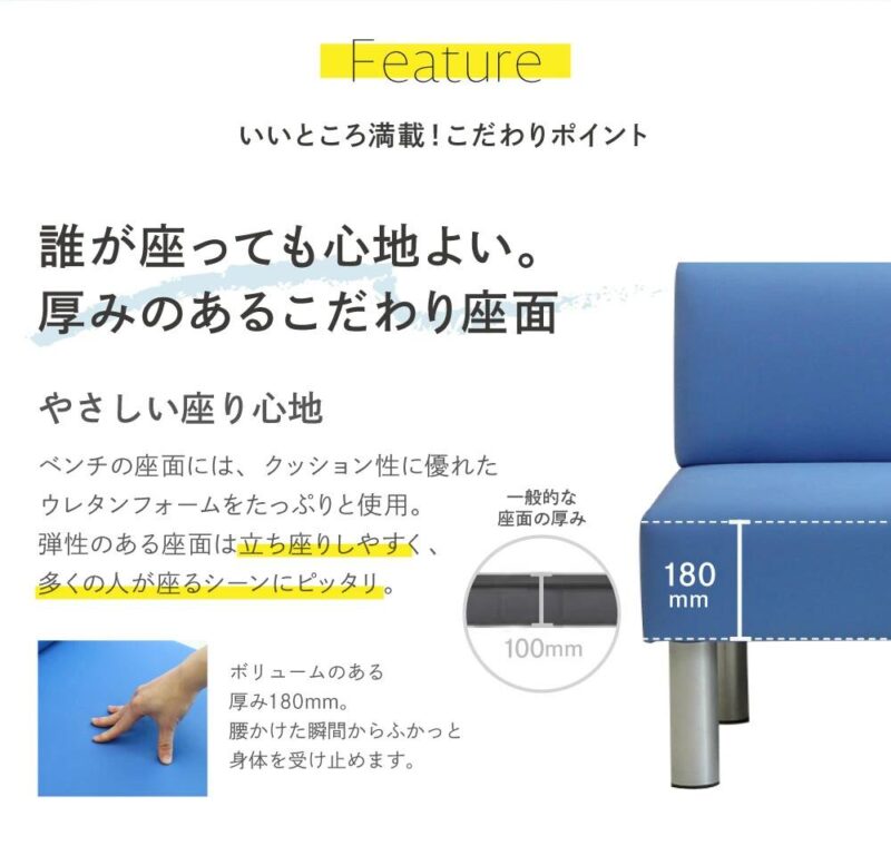 ロビーベンチ 背付き 3人掛け 幅1500mm 医療 受付 新品 - 画像 (5)