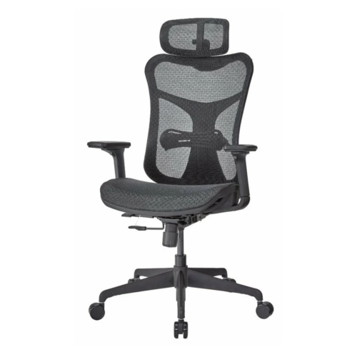 メッシュ張り オフィスチェア 肘付き ブラック/グレー CPD-B144 新品