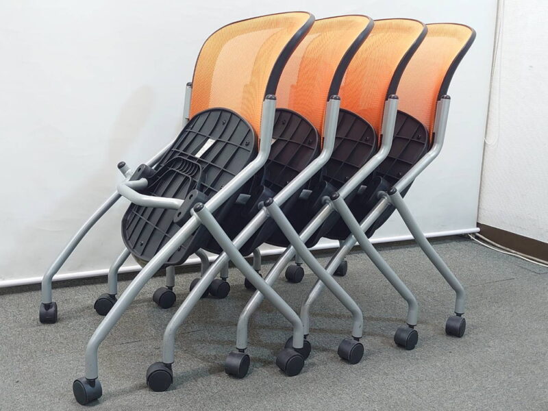 会議チェア ミーティングチェア ネスティングチェア 関家具 ４脚セット - 画像 (7)