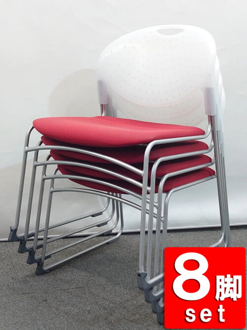イトーキ 会議チェア 8脚セット パンチング背 スタッキング KLC-111CB