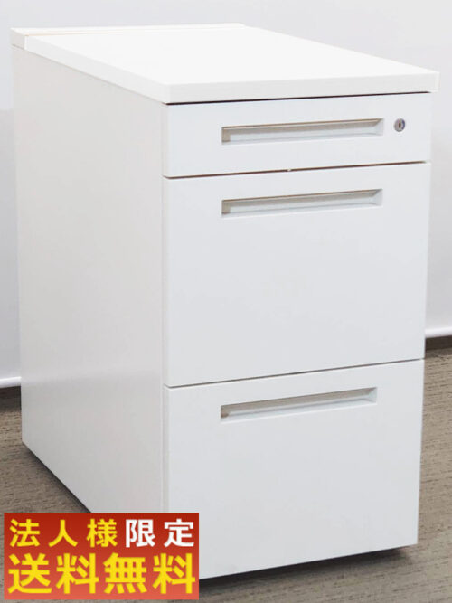 イトーキ サイドワゴン 3段 CZR-047LCC-9W9 ホワイト 鍵付き スチール製