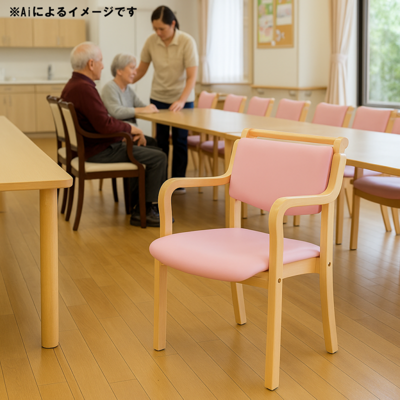 木製スタッキングチェア 肘付き グリップ取手付 IKD-03 3色対応 - 画像 (5)