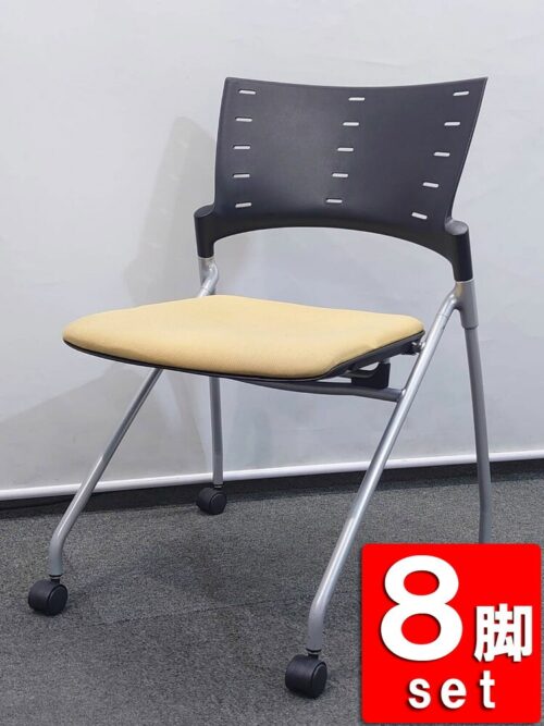 会議チェア 8脚セット イトーキ マノス KLC-310CB-T1Y6 平行スタック