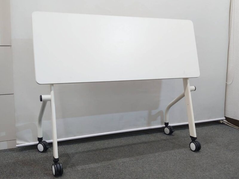 折りたたみ式会議テーブル 4台セット 幅1200×奥行450 棚付き - 画像 (5)
