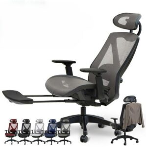 オフィスチェア メッシュタイプ フットレスト ヘッドレスト ハンガー付き DF-1HR 5色 新品