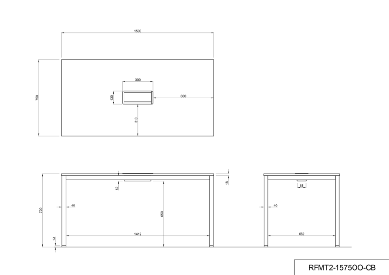 ミーティングテーブル W1500 D750 H720 会議テーブル RFMT2-1575WH-CB 白 - 画像 (5)