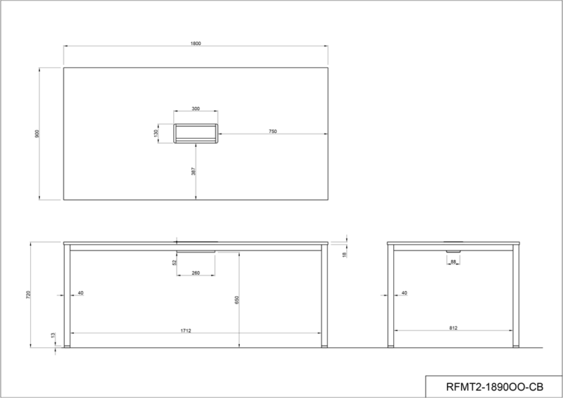 ミーティングテーブル W1800 D900 H720 会議テーブル RFMT2-1890NA-CB ナチュラル - 画像 (4)