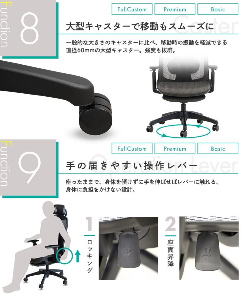 オフィスチェア メッシュタイプ フットレスト付き DF-1 5色 新品 - 画像 (14)