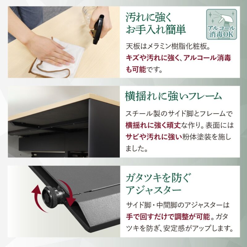 フリーアドレスデスク 2人用 W1400×D1400 配線ボックス付 WPF-1414 - 画像 (12)