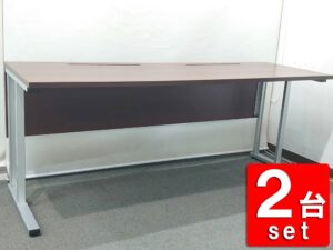 2台セット プラス 会議テーブル W1800×D600 ダークブラウン 国産