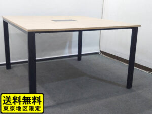 フリーアドレスデスク W1200×D1200×H720 木目ナチュラル 配線カバー付き 中古