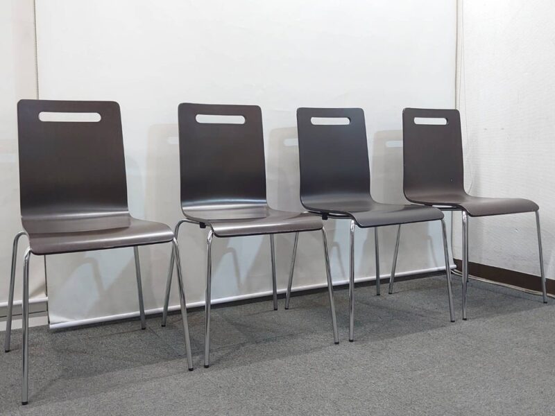 会議チェア 50脚セット オリバー プライウッドチェア 木目ブラウン スタッキングチェア - 画像 (4)