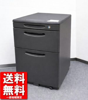 ワゴン 3段 カギ付き オカムラ SD ブラック 黒 日本製 中古 リユース品