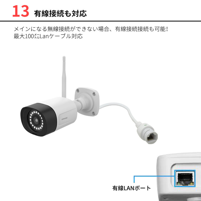 屋外IPカメラ Wi-Fi センサーライト付 防犯カメラ 300万画素 JUAN CLOUD JA-PJ2031-W 防水 夜間対応 新品 - 画像 (14)