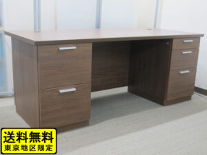 両袖机 デスク 木製 W1800 D750 H720 カギ付 ウチダ 中古