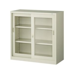 【法人様限定商品】 ガラス引戸書庫 新品 国産 W880×D400×H880 鍵付き オフィス キャビネット
