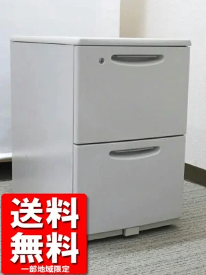ワゴン 2段 キャスターワゴン オカムラ SD デスクワゴン カギ付き 中古