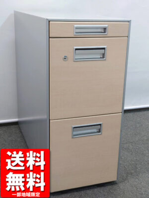 ワゴン 3段 キャスターワゴン コクヨ フレスコ デスクワゴン カギ付き 中古