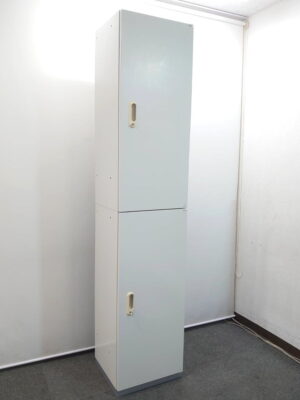 【店頭引き渡し限定】 上下書庫 片開き書庫 W450 D400 H2150 キャビネット カギ付き ユニット書庫 プラス ホワイト 中古
