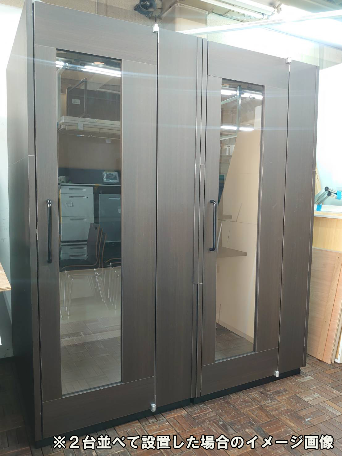 展示品 美品 WEB会議ブース 1人用ブース ライト付き ブラウン 静音 個室型 W960 D1245 H2325 - 画像 (4)