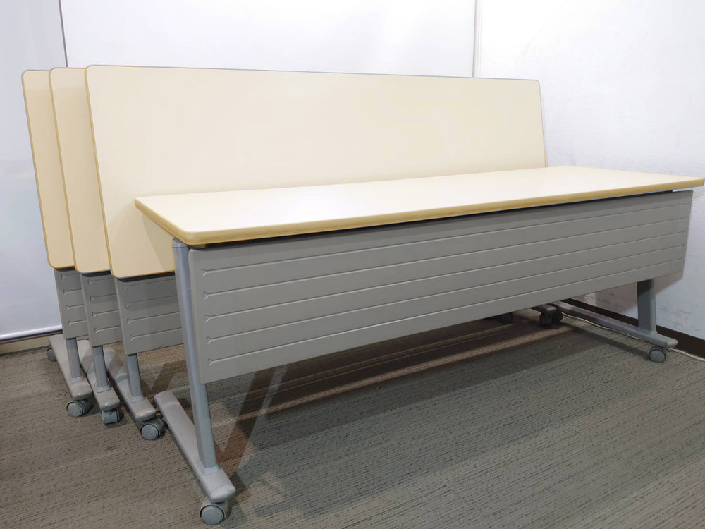 会議テーブル 折りたたみ 4台セット W1800×D450×H720 オカムラ 8184NA スタックテーブル 中古 - 画像 (2)