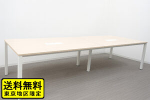 フリーアドレステーブル フリーアドレスデスク W3600 大型会議テーブル フリアド オフィスデスク 天板ナチュラル 中古