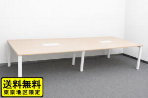 在庫16台有 フリーアドレステーブル フリーアドレスデスク W3600 大型会議テーブル フリアド オフィスデスク 天板ナチュラル 中古