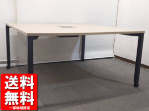 会議テーブル イトーキ アクティブフィールド フリーアドレス W1400 D1400 木目ブラウン キャスター付き 中古