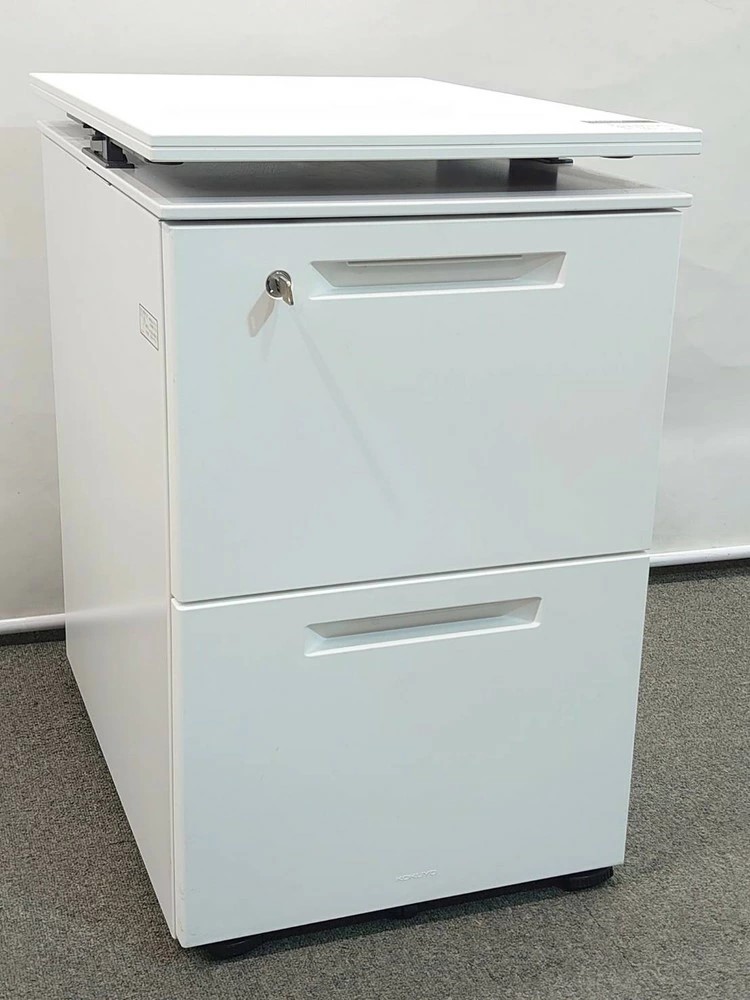 平机+デスクワゴンセット W1100 D700 H720 オフィス イトーキ CZR コクヨ 昇降ワゴン 2段 GTA 延長デスク 4人用 中古 - 画像 (17)