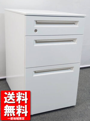 ワゴン 3段 キャスターワゴン オカムラ SD デスクワゴン カギ付き 中古