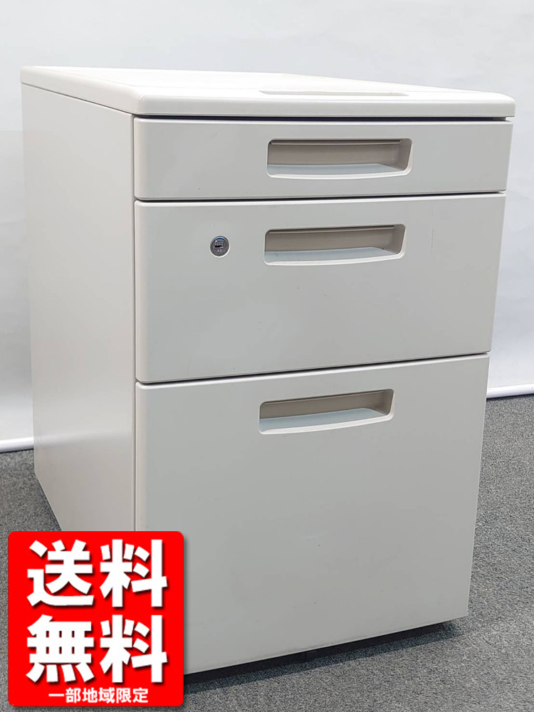 コクヨ 3段 BS ワゴン デスクワゴン ファイリングキャビネット キャスターワゴン 鍵付き 中古