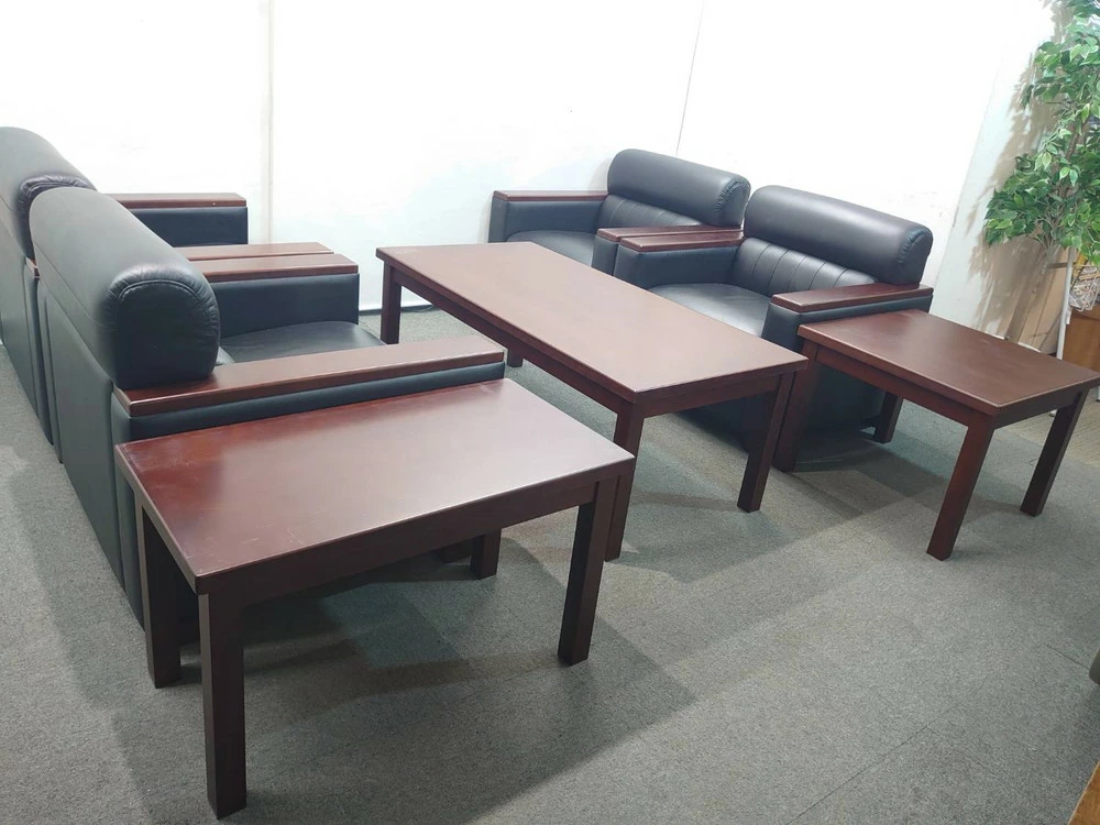 応接セット 合皮 7点セット オリバー 1人掛け4脚+テーブル+サイドテーブル 中古 - 画像 (4)