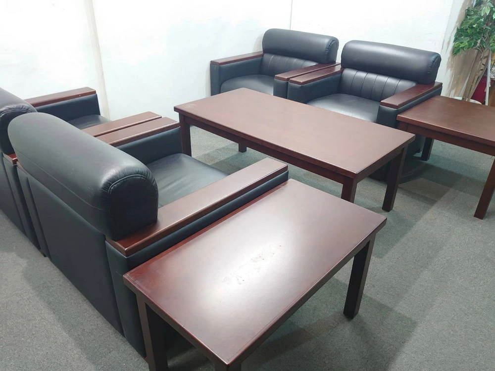 応接セット 合皮 7点セット オリバー 1人掛け4脚+テーブル+サイドテーブル 中古 - 画像 (5)