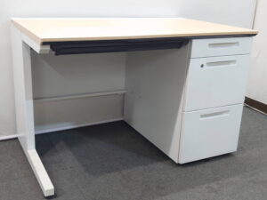 片袖机 コクヨ iSシリーズ W1100 木目ナチュラル×ホワイト 日本製 リユース品 中古