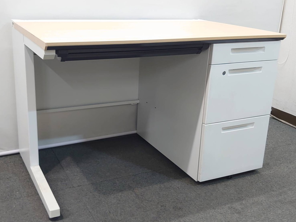 片袖机 4台セット コクヨ iSシリーズ W1100 木目ナチュラル×ホワイト 日本製 リユース品 中古 - 画像 (6)