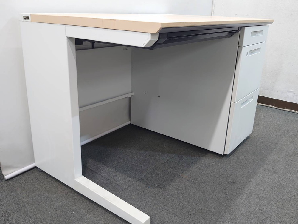 片袖机 4台セット コクヨ iSシリーズ W1100 木目ナチュラル×ホワイト 日本製 リユース品 中古 - 画像 (11)