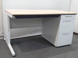 片袖机 コクヨ iSシリーズ W1400 木目ナチュラル×ホワイト 日本製 リユース品 中古