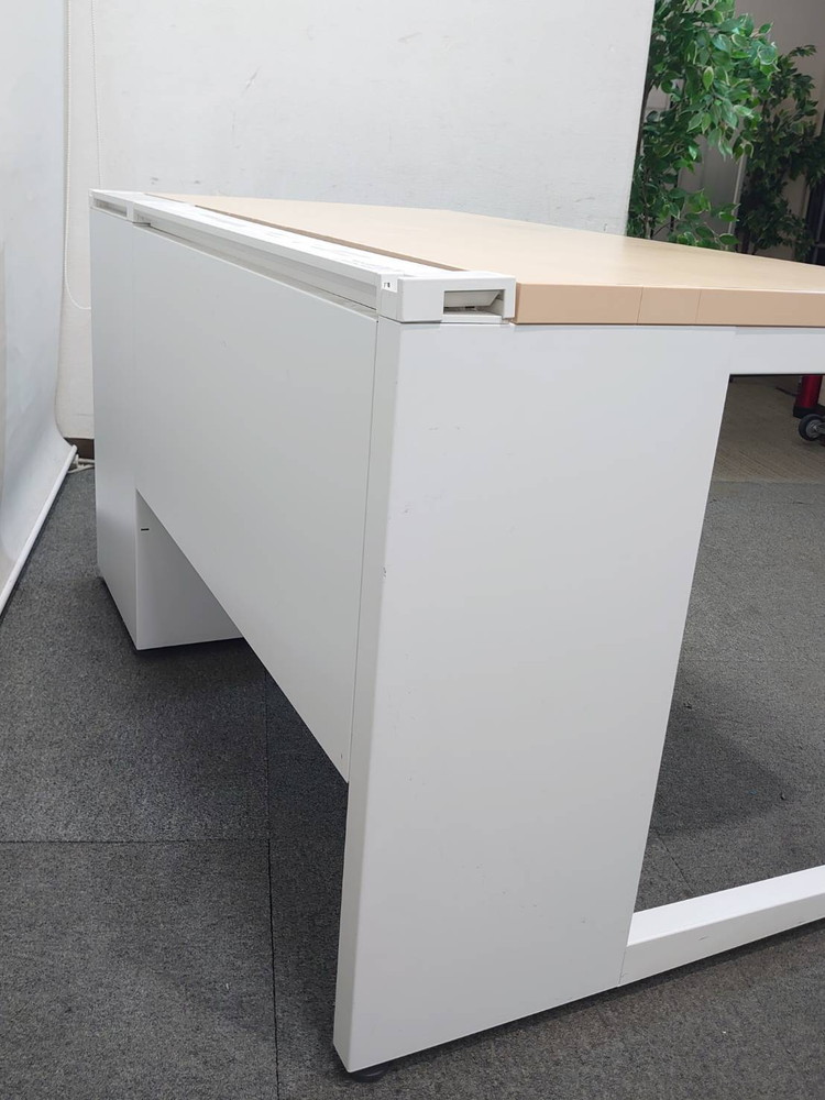 片袖机 コクヨ iSシリーズ W1300 木目ナチュラル×ホワイト 日本製 リユース品 中古 - 画像 (6)