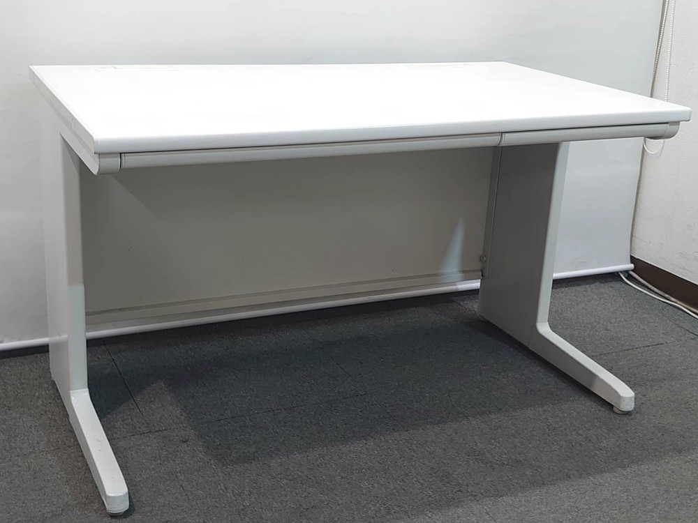 平机 オフィスデスク 配線カバー付き W1200 トヨスチール CS-127 ホワイト 中古