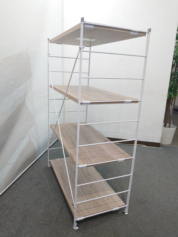 ウッドシェルフ 4段 シェルフ ラック 山善 収納ラック オープンシェルフ 軽量ラック 収納棚 中古 - 画像 (6)
