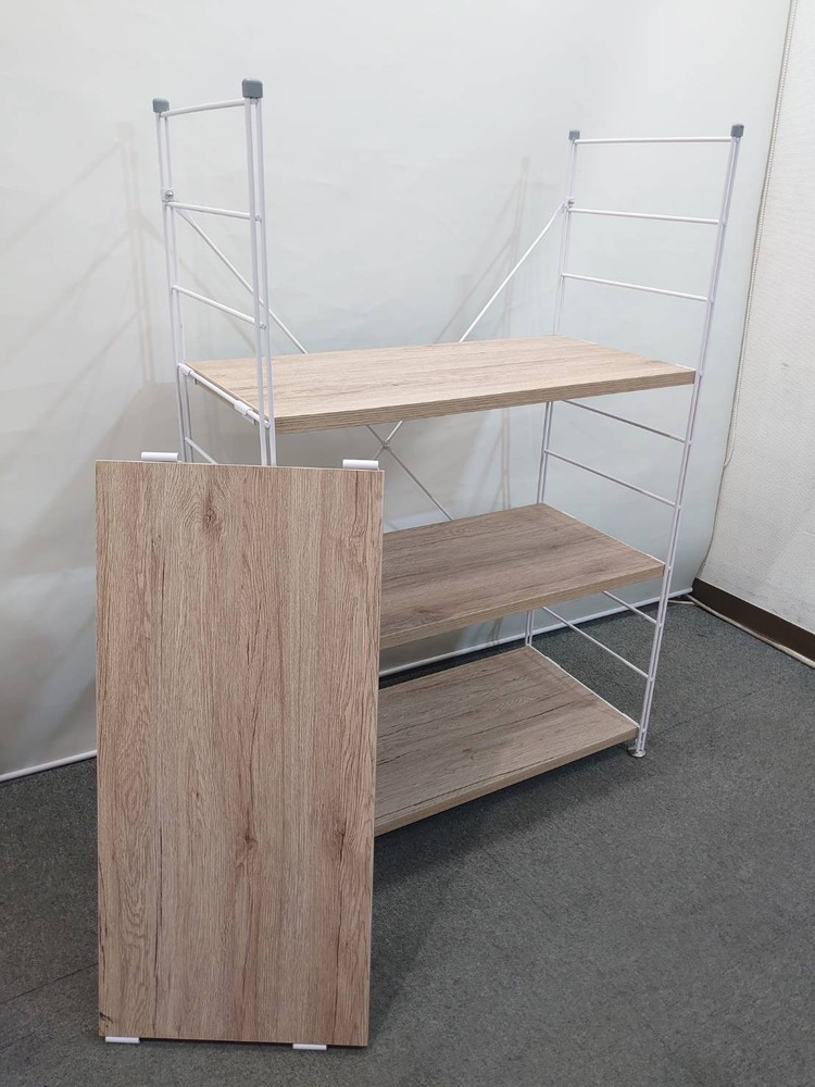 ウッドシェルフ 4段 シェルフ ラック 山善 収納ラック オープンシェルフ 軽量ラック 収納棚 中古 - 画像 (9)