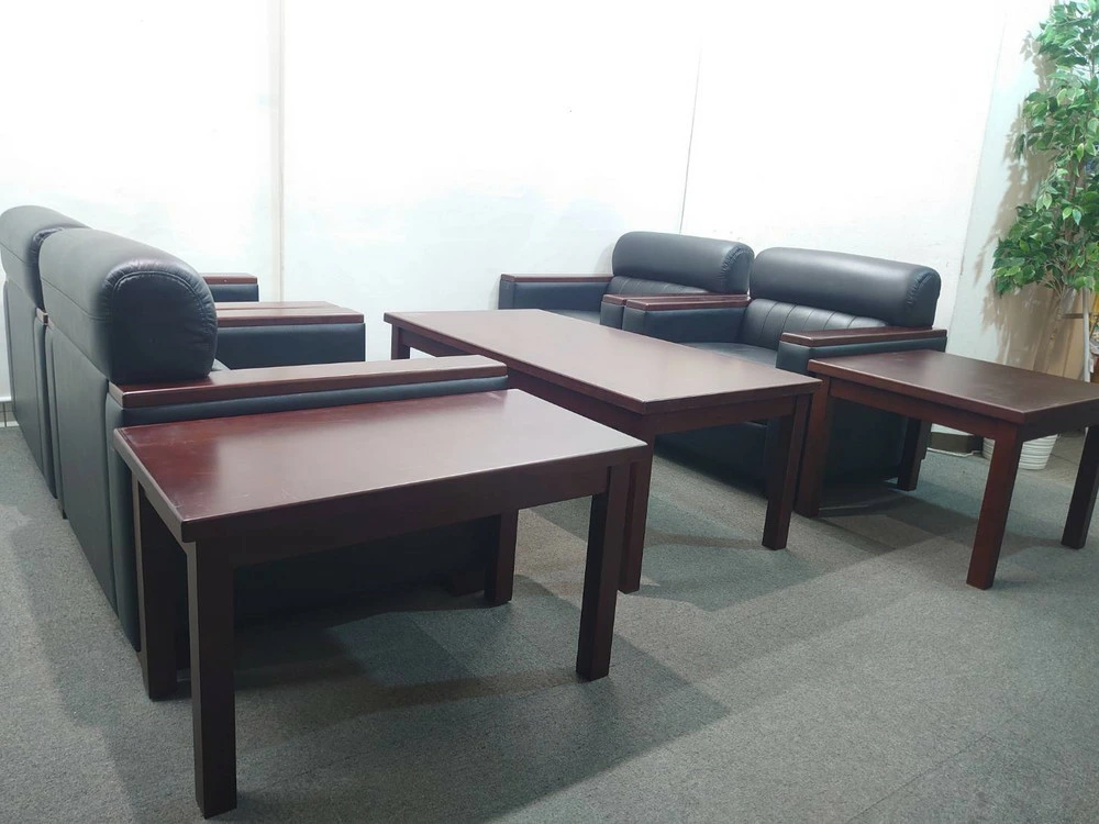 応接セット 合皮 7点セット オリバー 1人掛け4脚+テーブル+サイドテーブル 中古 - 画像 (2)