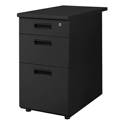 脇机 3段 幅400×奥行700mm サイドデスク スチール ブラック - 画像 (10)