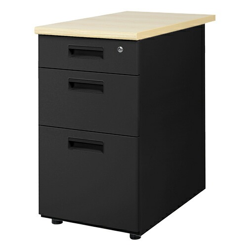 脇机 3段 幅400×奥行700mm サイドデスク スチール ブラック - 画像 (12)