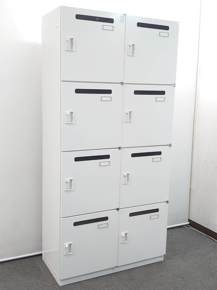ロッカー 8人用 ダイヤル錠付き 投函口付 イトーキ シンライン W900 H1890 ホワイト 中古 - 画像 (2)