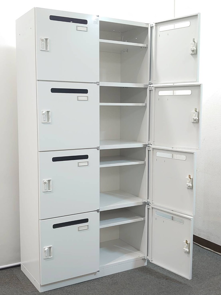 ロッカー 8人用 ダイヤル錠付き 投函口付 イトーキ シンライン W900 H1890 ホワイト 中古 - 画像 (4)
