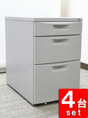 80台以上入荷 イトーキ 3段ワゴン 4台セット ライトグレー カギ付き スチール製 CZシリーズ