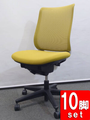 送料無料 美品 オフィスチェア 10脚セット メッシュ ハイバック コクヨ ミトラ ライトグリーン CRS-G2900E1N 中古