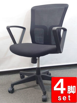 オフィスチェア ブラック キャスターチェア 井上金庫 4脚セット GSM-10